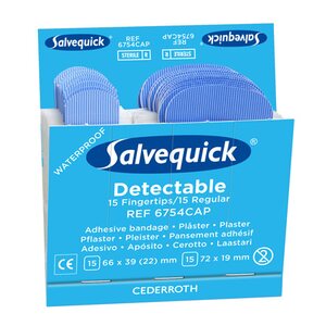 Muovilaastari sormenpää/normaali Salvequick sininen 6x30 kpl/ras