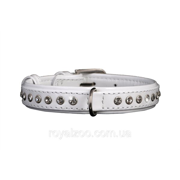 139 Nahkapanta "CoLLaR brilliance" kristalleilla (leveys 12mm, pituus 21-29cm) Valkoinen